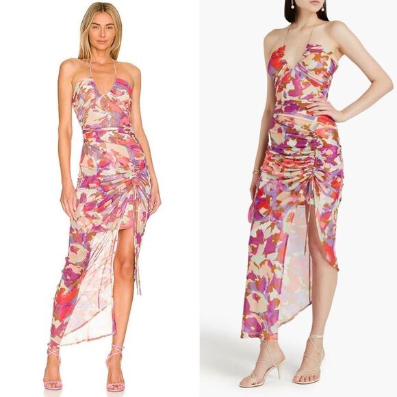 Nicholas Maeve Floral Ruched Dress Pink Abstract Floral Size XS - Picture 12 of 12